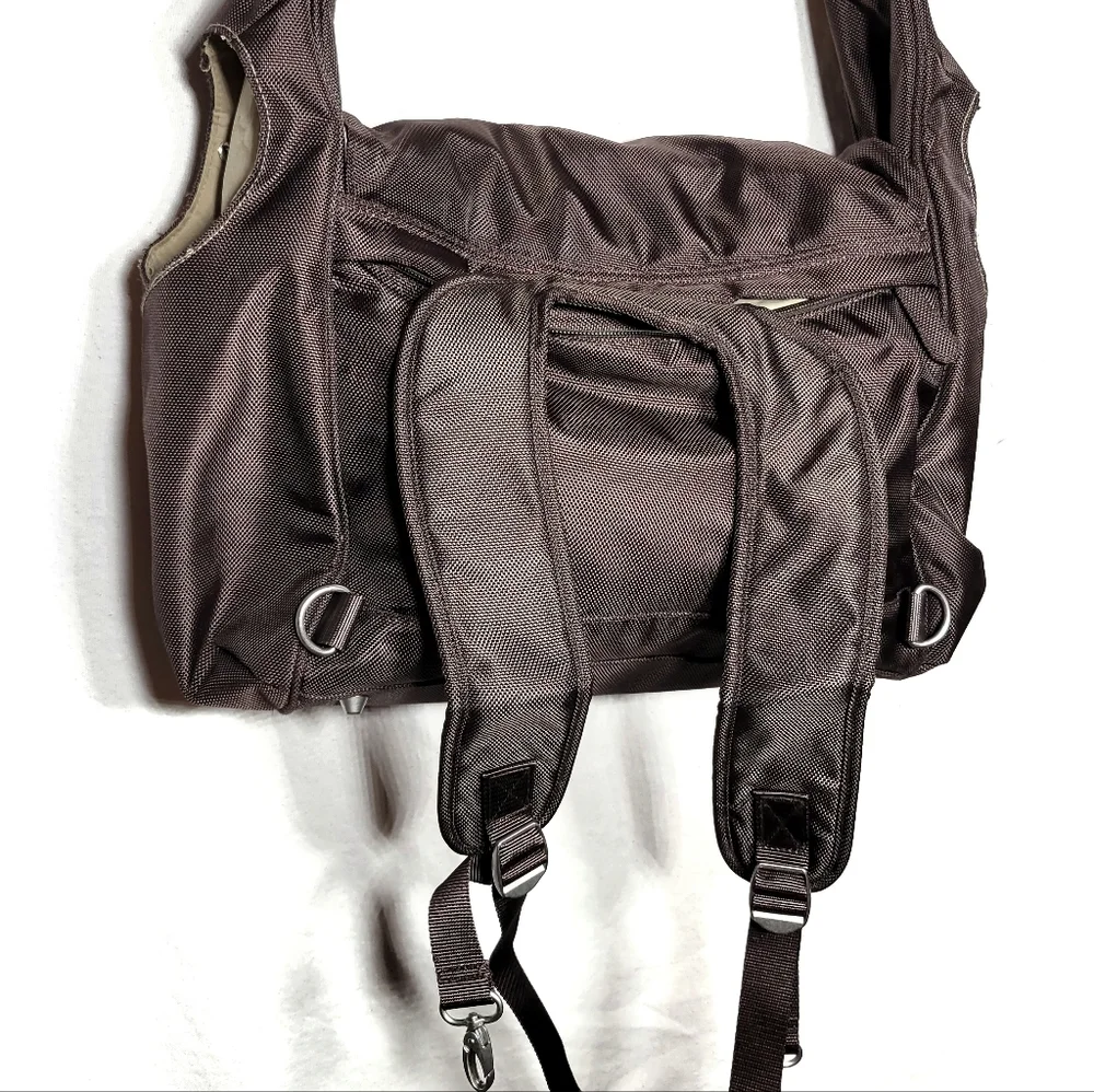 Pottery Barn Kids Ultimate Diaper Bag brown messenger backpack convertible